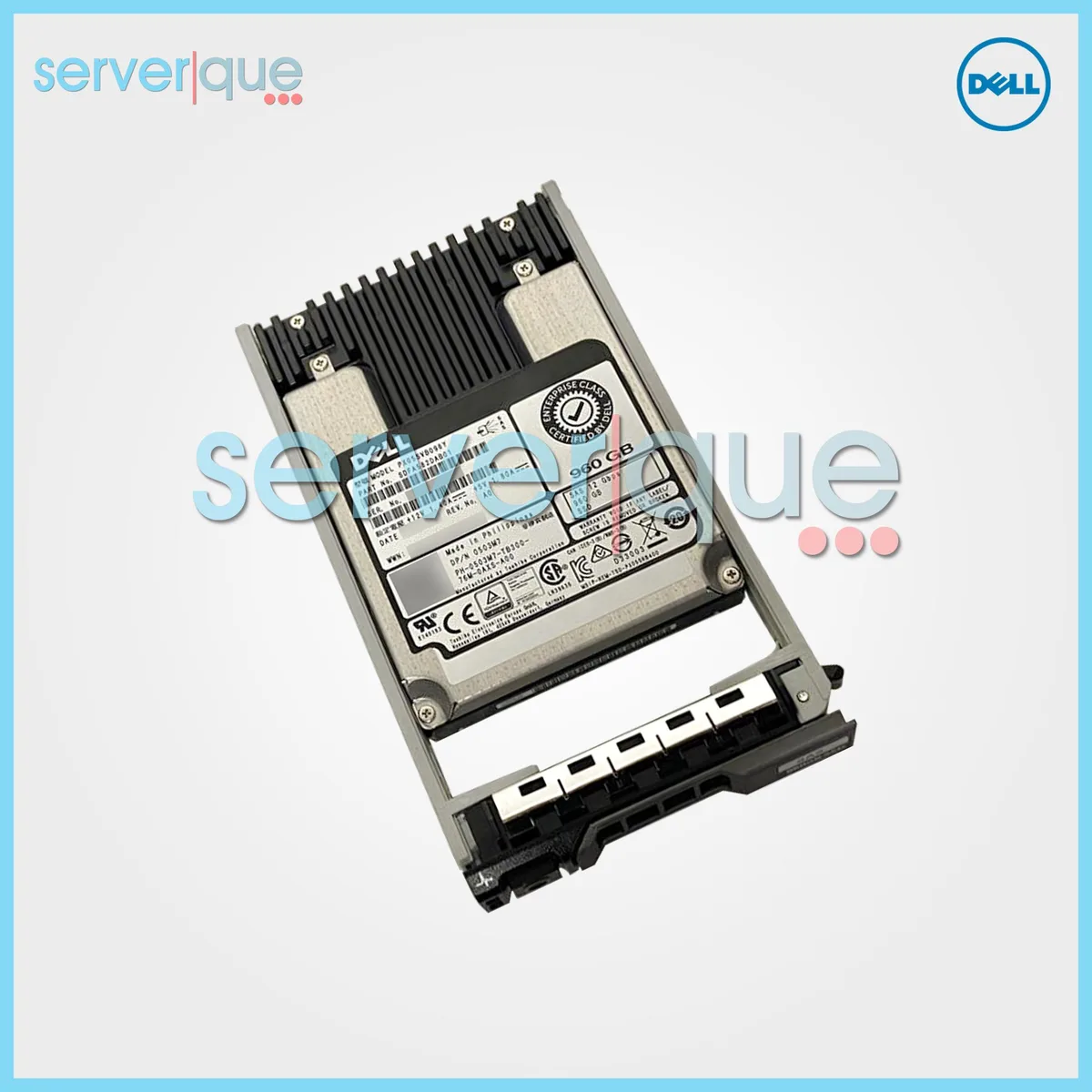 A silver 2.5 inch SAS solid state drive with a Dell label
