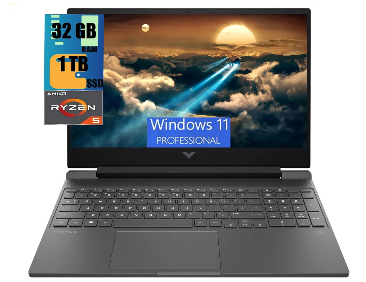 HP HP Victus 15 Raider Black AMD Ryzen 5 7535HS RX 6550M gaming laptop — 商品照片