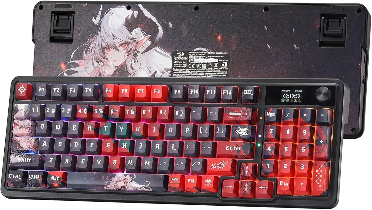 Redragon Artemis 95% keyboard Ember Queen finish with TFT display and knob