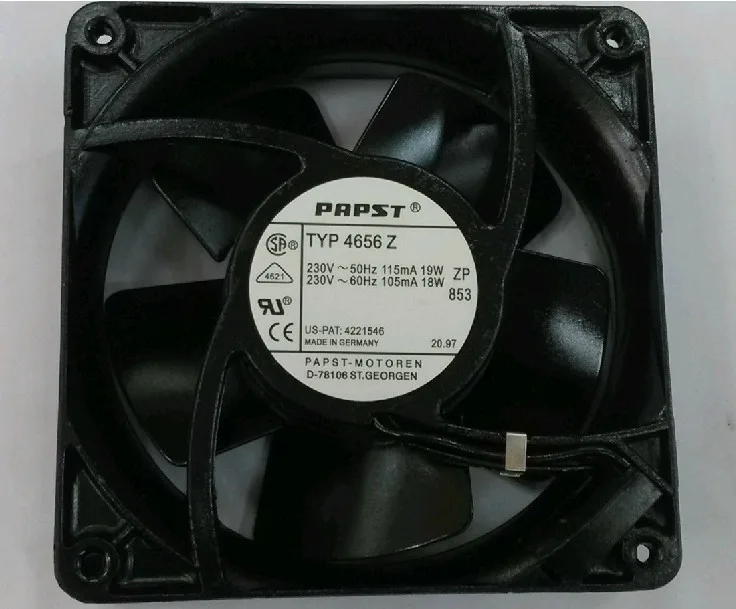 Black square 120mm AC cooling fan, model TYP 4656 Z