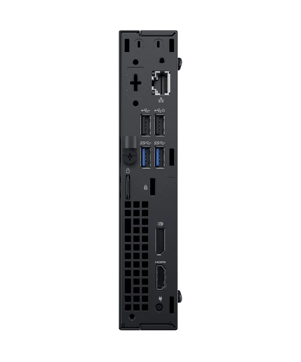 Small black micro tower desktop with front USB-C and audio jack