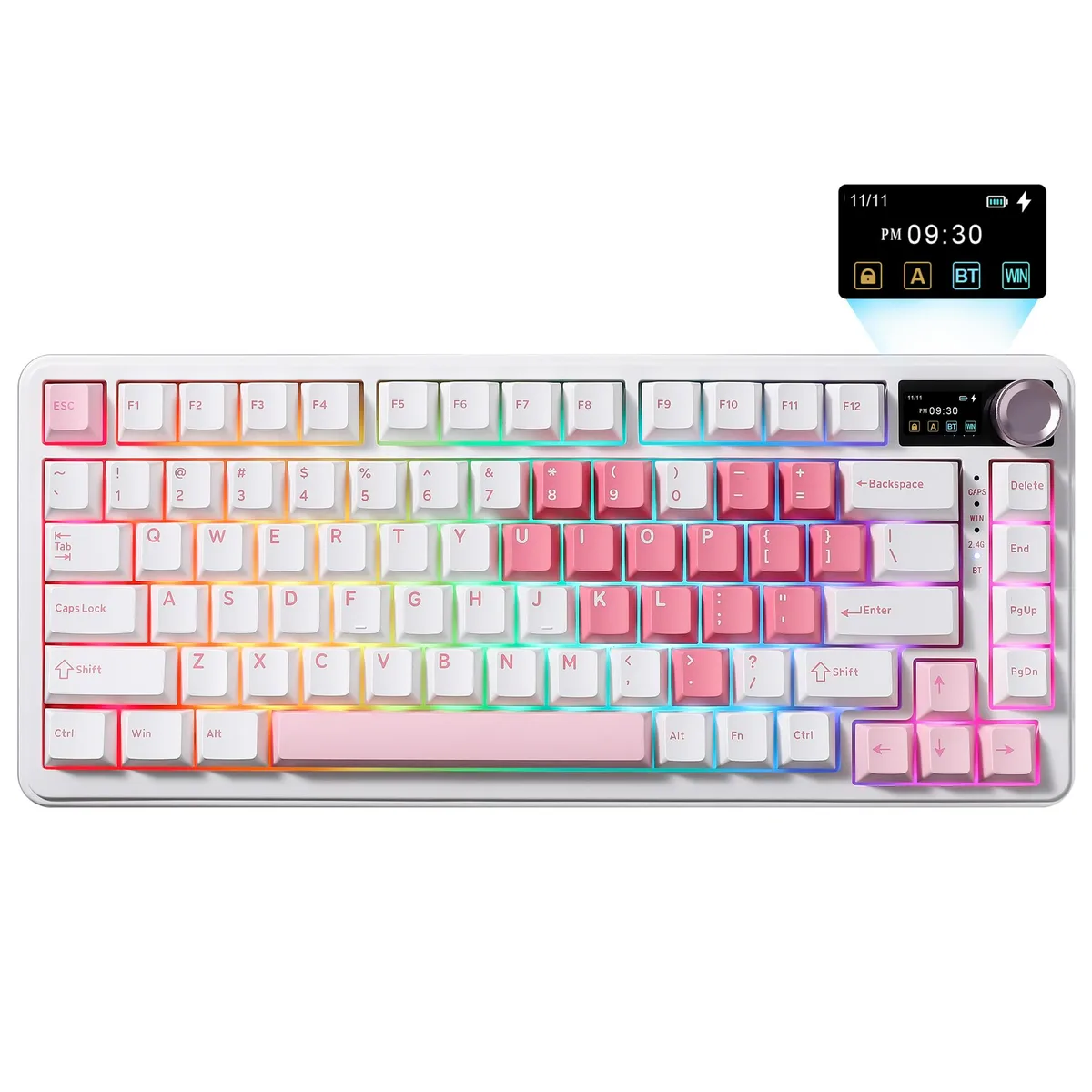 YUNZII YUNZII B75 PRO MAX 75% Wireless Mechanical Gaming Keyboard (White, Cocoa V2 Switch) — photo du produit