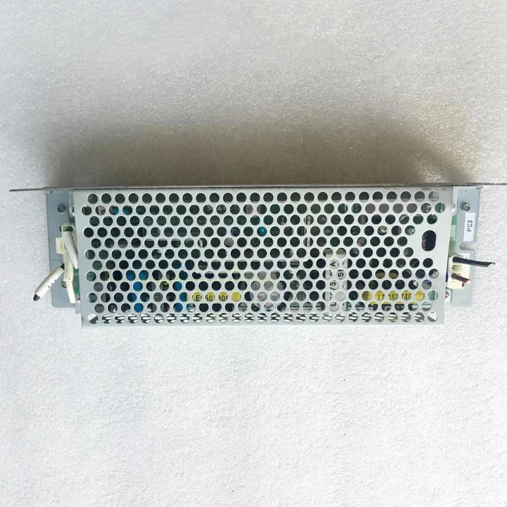 Rectangular metal switching power supply unit with label showing 24V 2.1A 50W