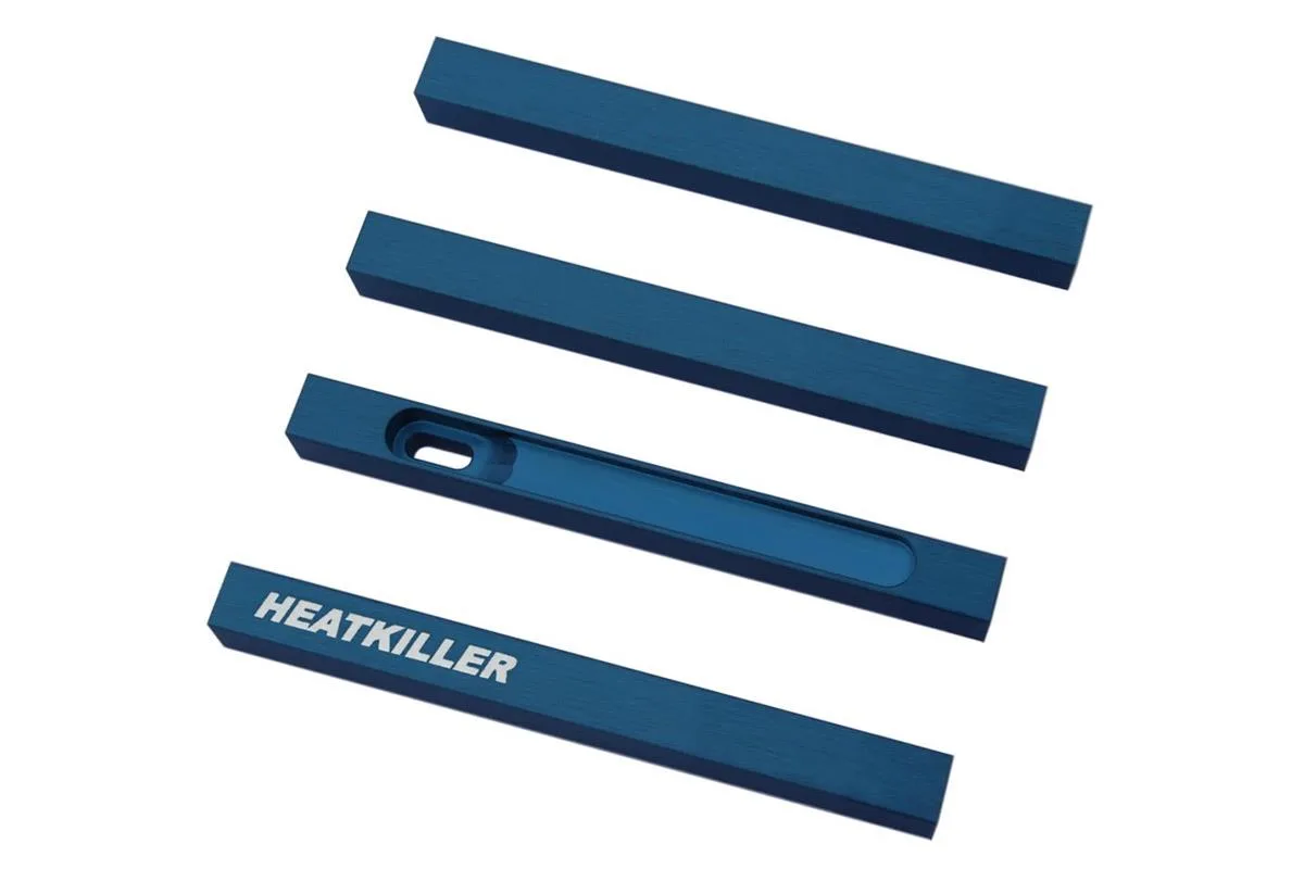 Four solid aluminium struts with blue anodised finish, 100mm long