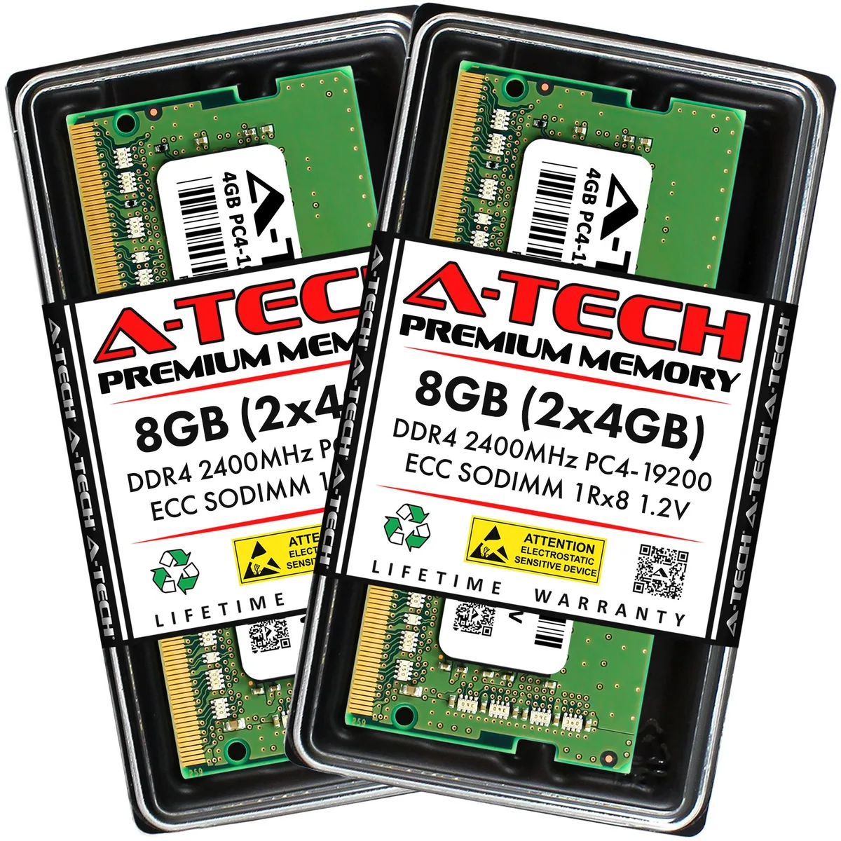 A-Tech A-Tech 8GB (2x4GB) DDR4 2400 ECC SODIMM CL17 1.2V 260-Pin Kit — product photo
