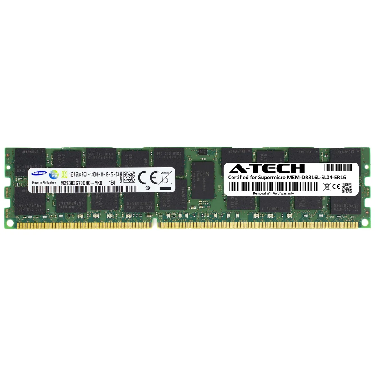 Green 240-pin DDR3L RDIMM with black Samsung chips