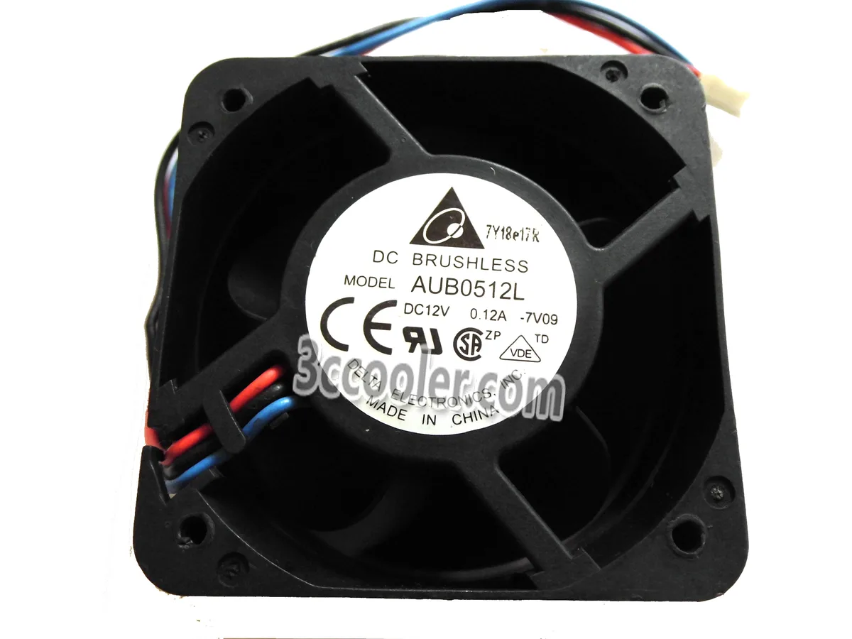 Black 50mm square fan with three-pin connector