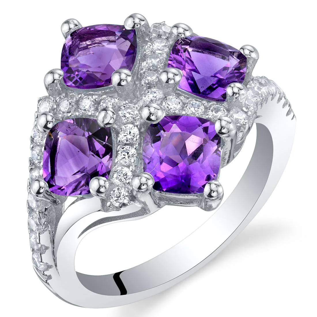 Oravo Oravo 2 Carat Amethyst .925 Sterling Silver Quad Ring — снимка на продукта
