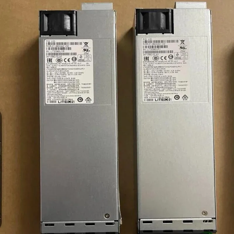 Rectangular ATX power supply unit with metal casing and rear fan grille
