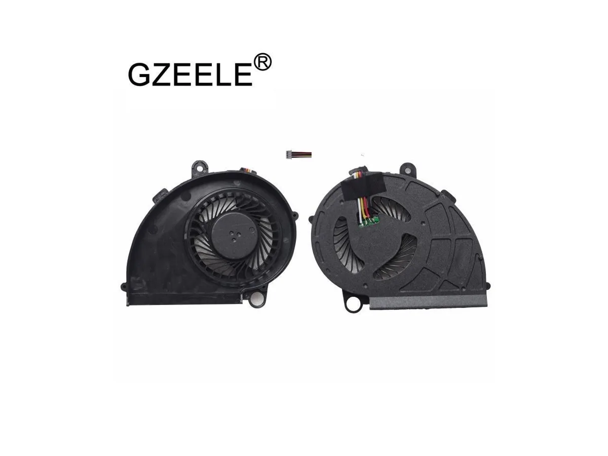 Small black laptop CPU cooling fan with plastic housing and wire connector