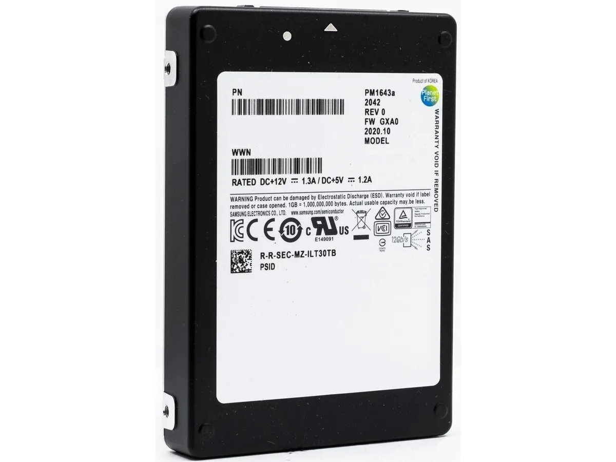Samsung PM1643a 960GB 2.5 inch SAS 12Gb/s enterprise SSD