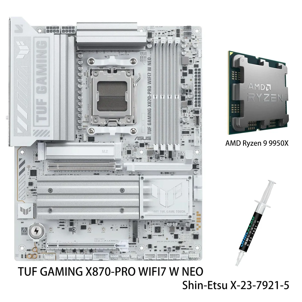 ASUS ASUS TUF GAMING X870-PRO WIF17 W NEO AMD motherboard & Ryzen 9 9950X CPU combo — photo du produit