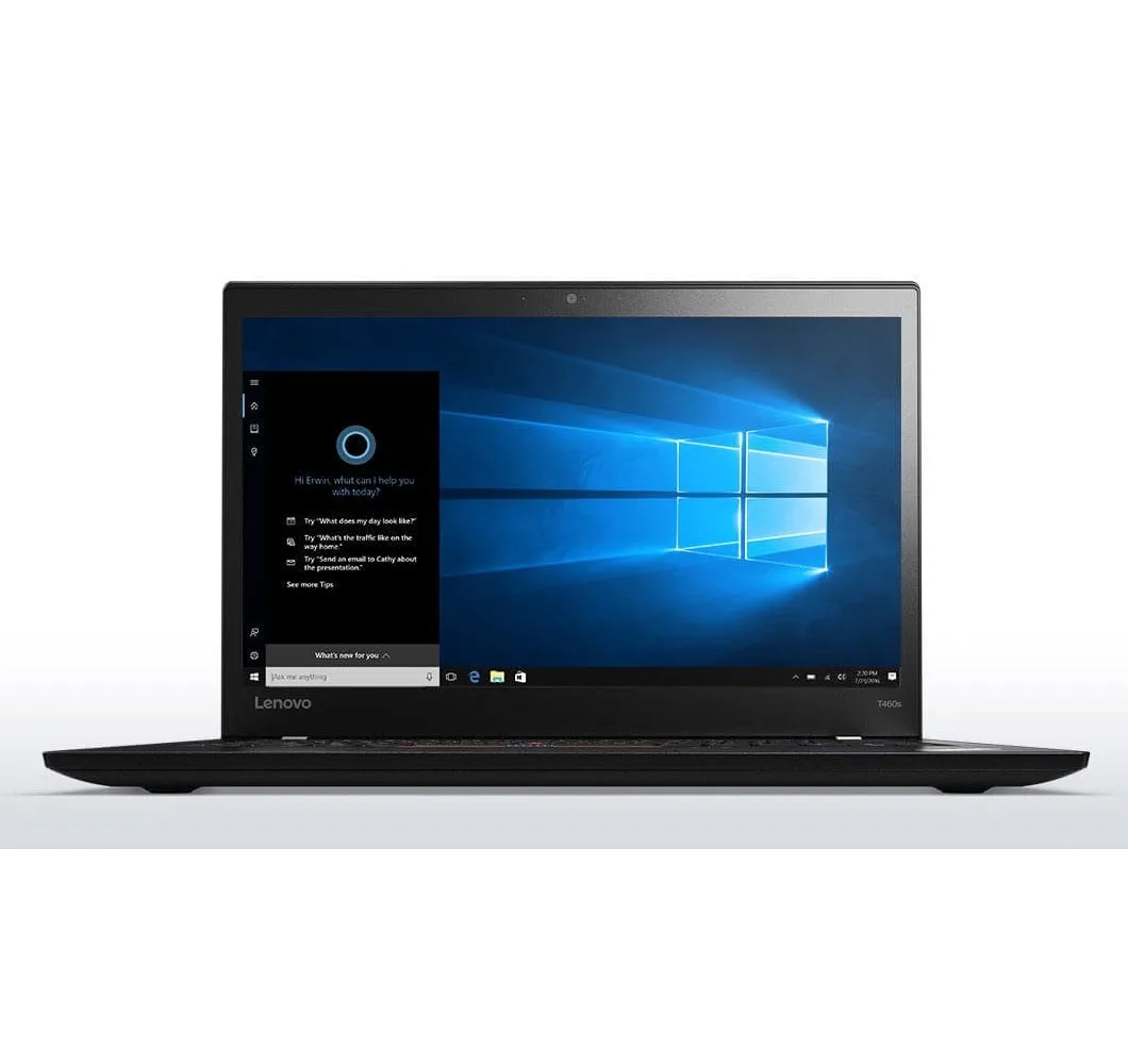 Silver ultraportable laptop with 14 inch touchscreen display, thin profile, fingerprint reader and keyboard visible