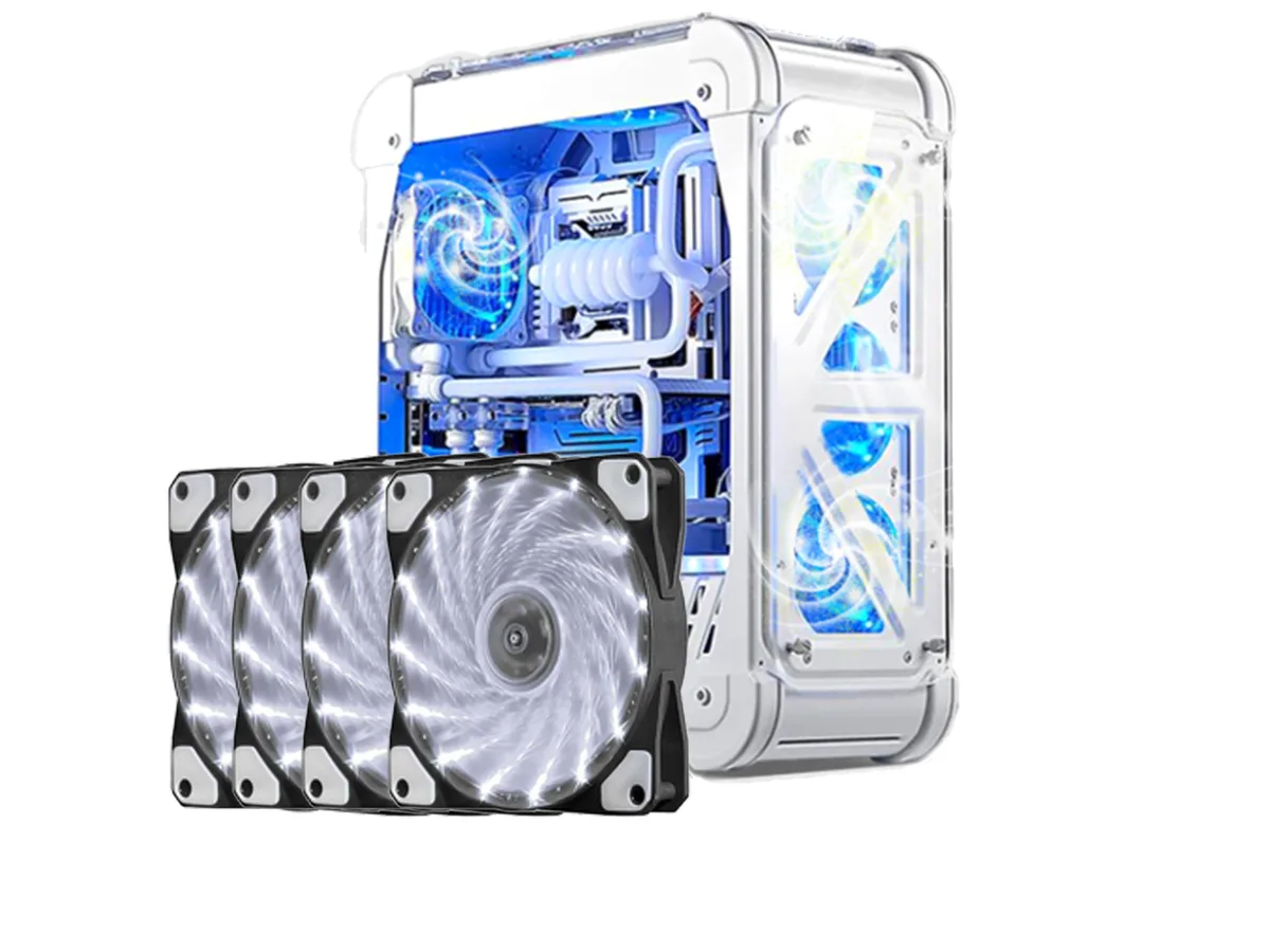 sakose sakose 12025-LED 120mm case fan 4-pack 15 LED 1100 RPM 18 dBA — foto produk