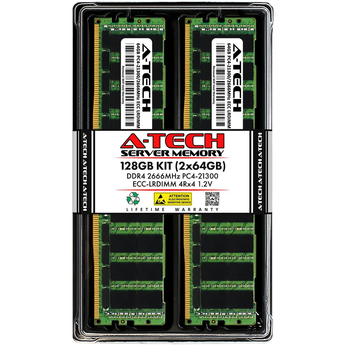 A-Tech A-Tech 128GB (2x64GB) DDR4 2666 ECC LRDIMM 4Rx4 Server RAM — product photo