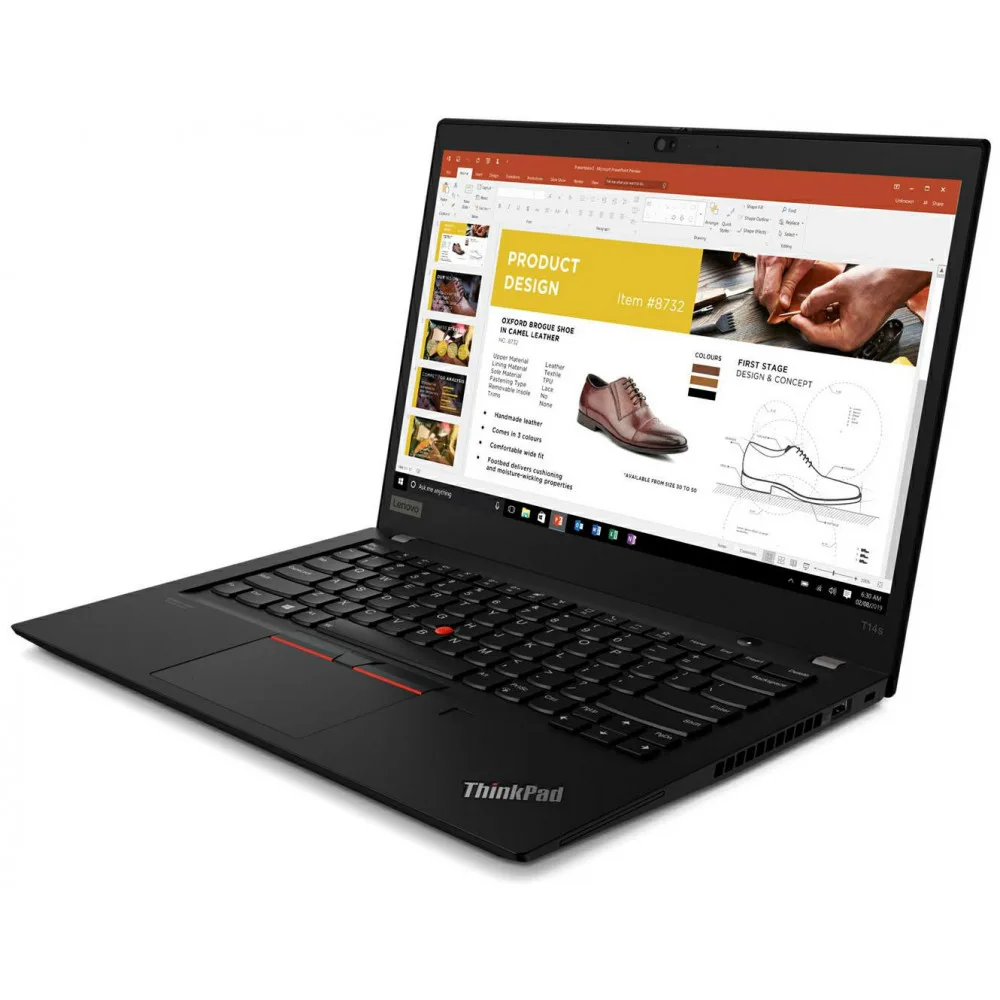 Silver 14 inch laptop closed with red TrackPoint nub visible