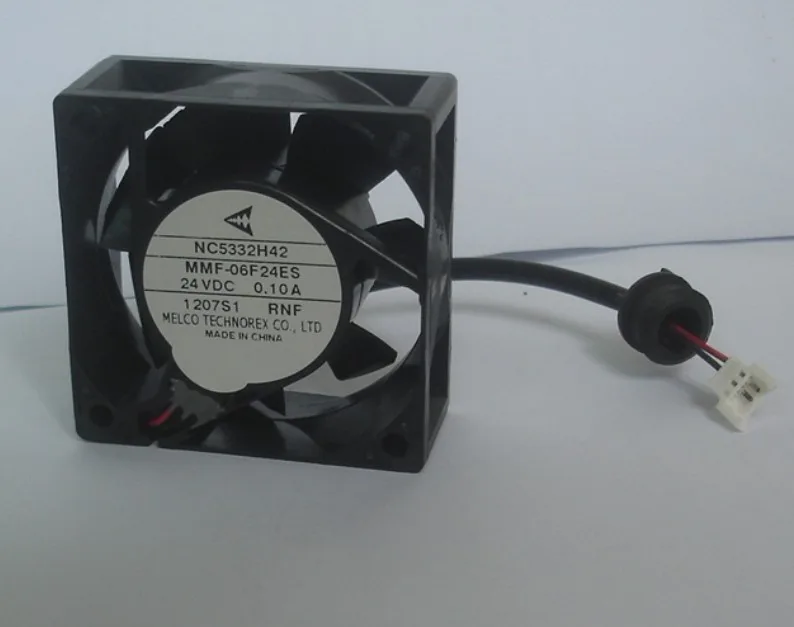 Black 60mm square 24V cooling fan with two-pin connector