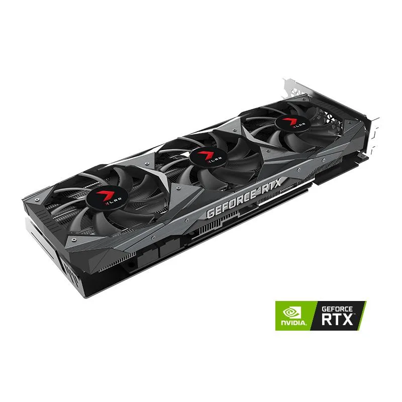 PNY GeForce RTX 2080 SUPER XLR8 Gaming triple-fan graphics card in black and silver