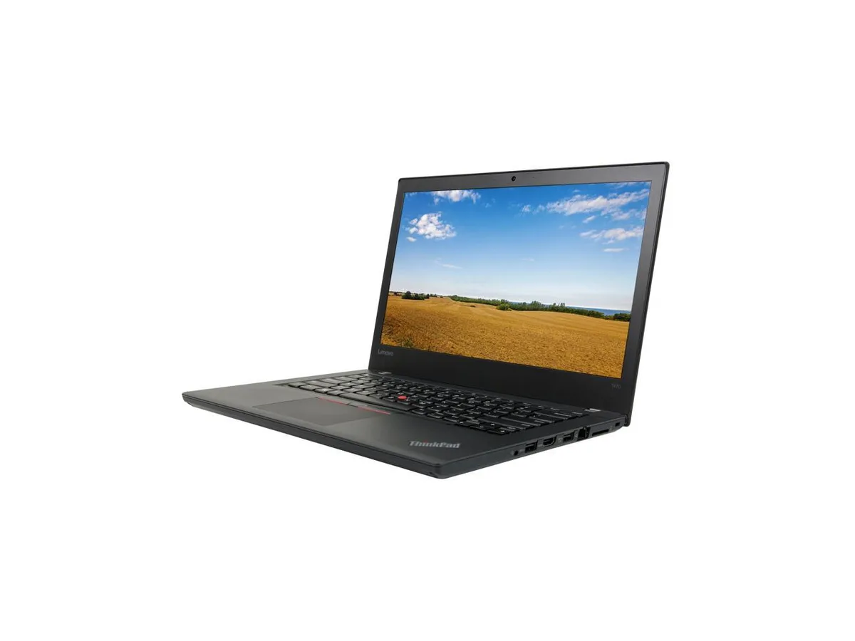 Black 14 inch ThinkPad T470 laptop closed lid matte finish