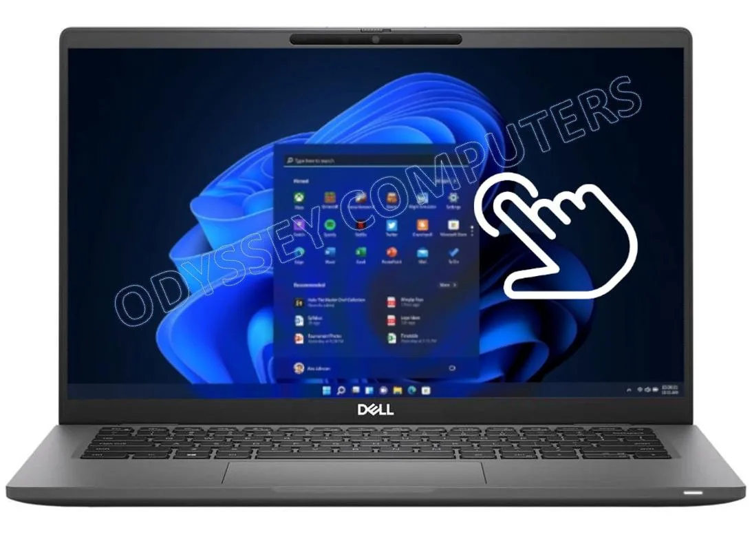 Silver 14 inch Dell Latitude 7420 laptop with touchscreen display and backlit keyboard