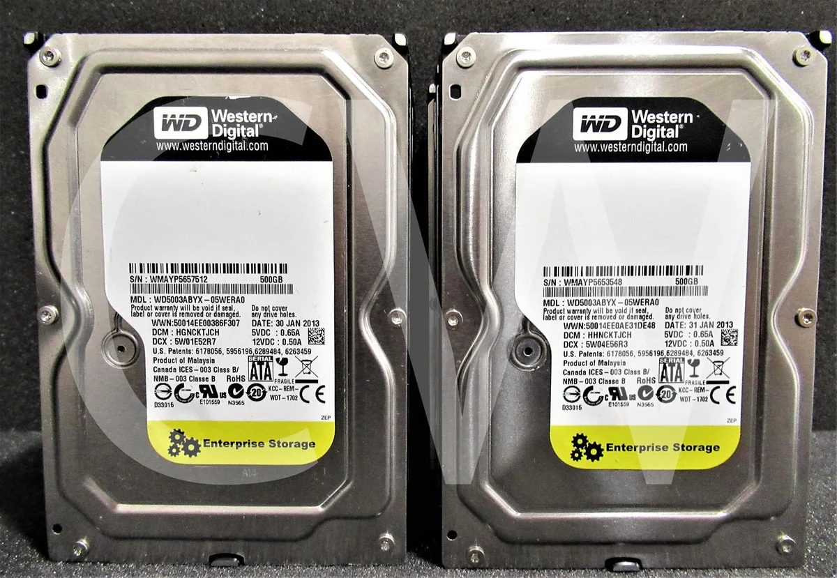 Silver 3.5 inch SATA hard drive with circuit board visible