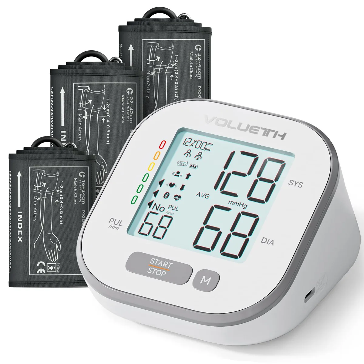  EC2WORLD DBP-62A1B blood pressure monitor 3 cuffs 4"-17" 300 readings 450g — produkto nuotrauka