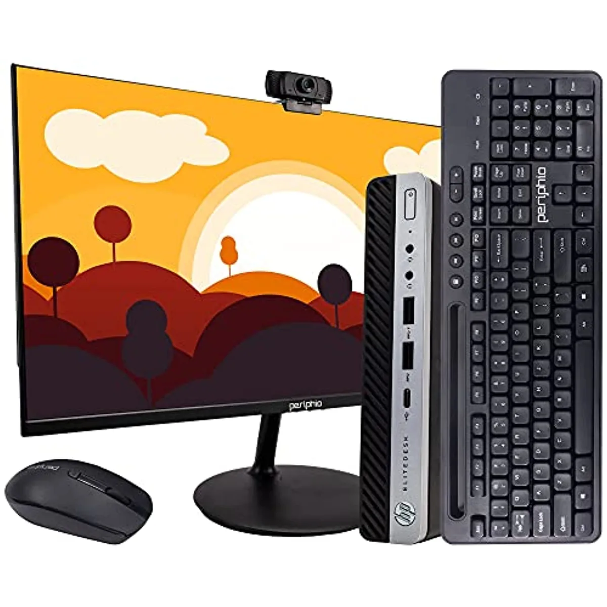 Compact HP EliteDesk 800 G3 micro desktop, matte black finish, front USB 3.0 ports