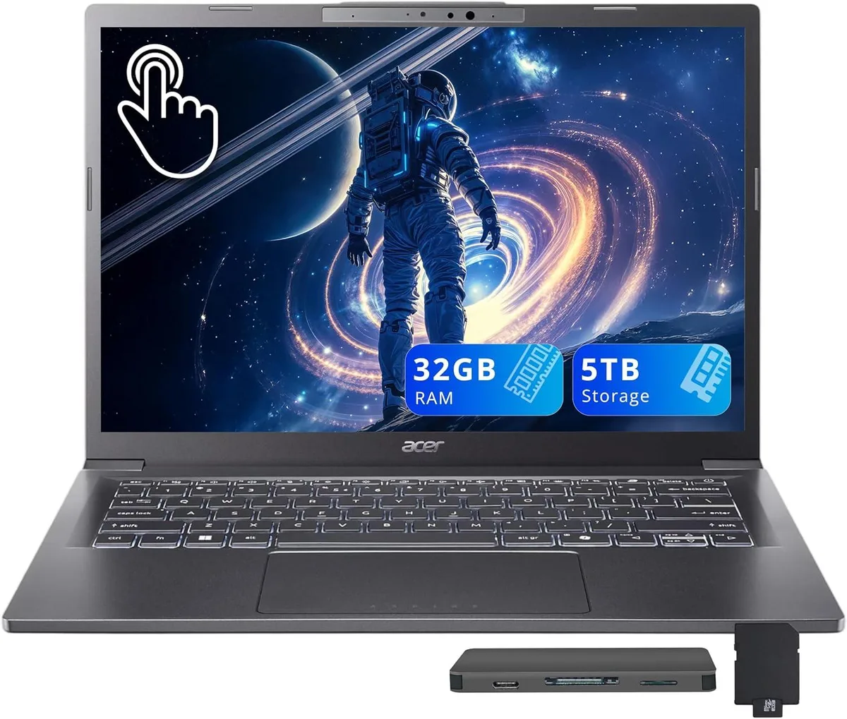 Acer America Acer Aspire 14 AI business laptop Intel Core Ultra 9 288V 32GB 4TB SSD 1TB Dock Steel Gray — ภาพสินค้า