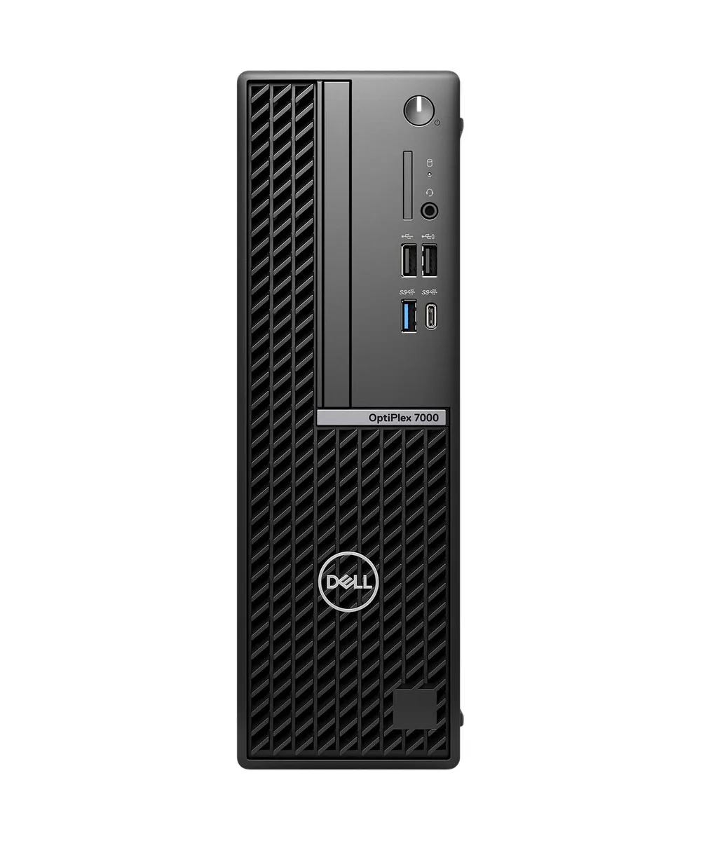 Small black desktop tower with USB keyboard and mouse