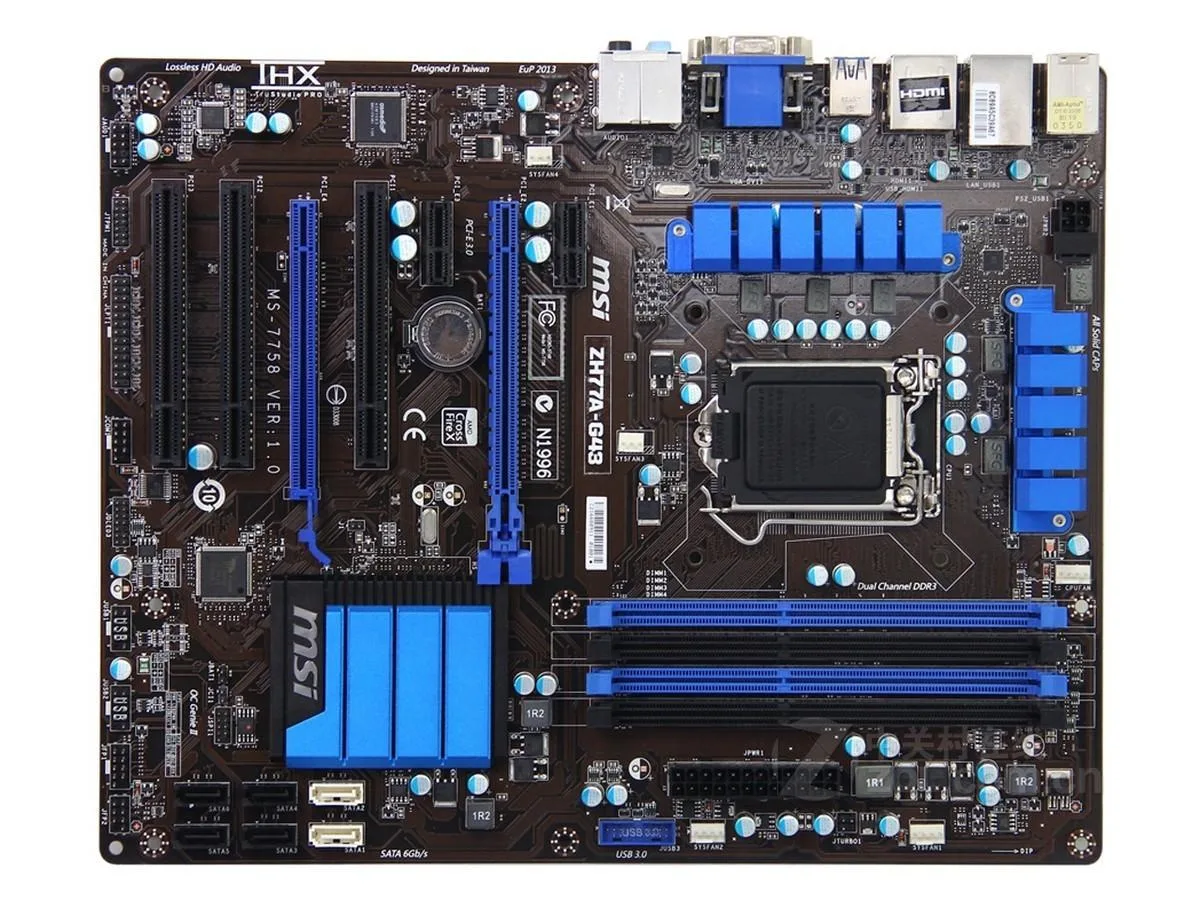 Rectangular micro-ATX motherboard in dark finish with silver I/O shield