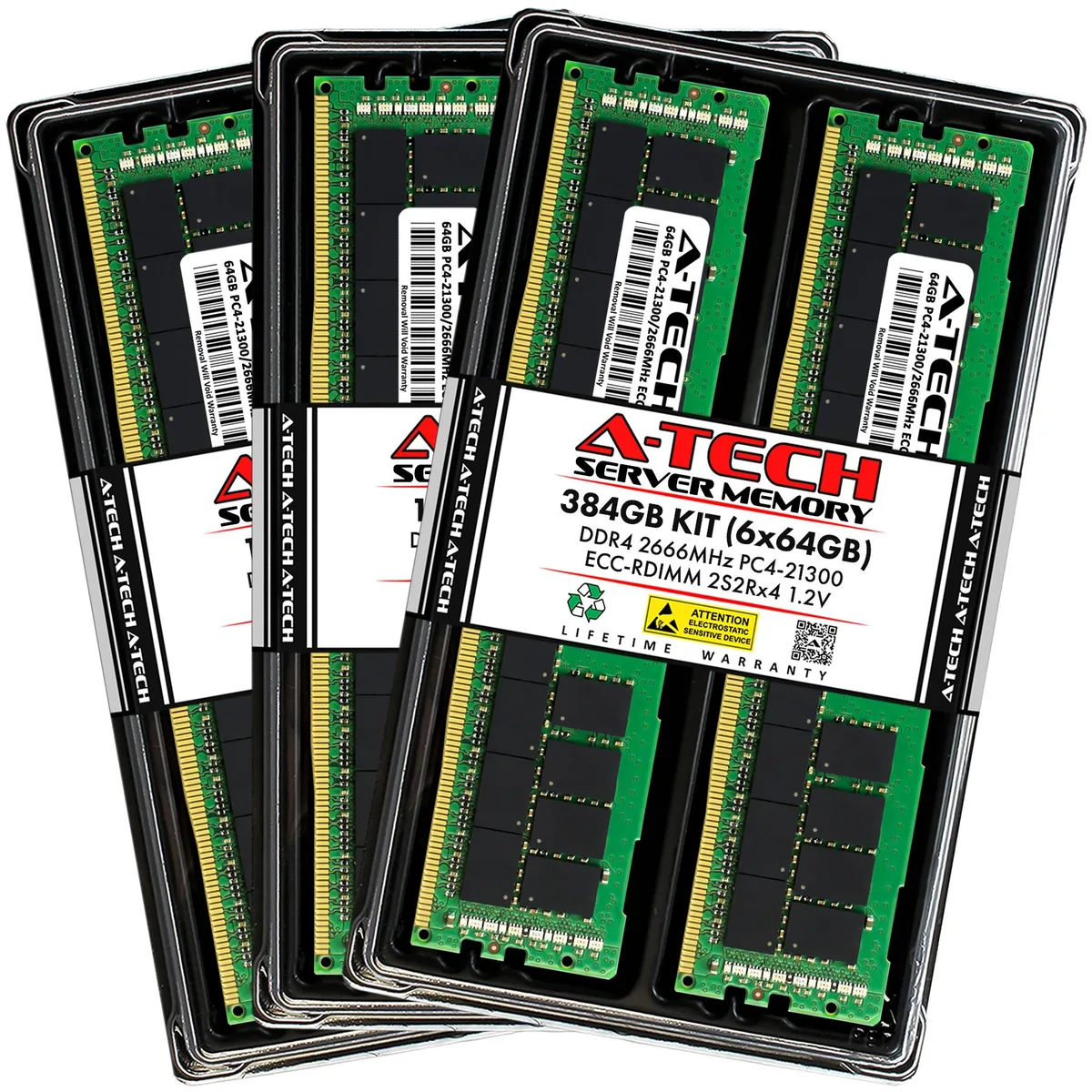A-Tech A-Tech 384GB Kit (6x64GB) DDR4 2666 ECC RDIMM memory upgrade for Mac Pro 2019 — صورة المنتج