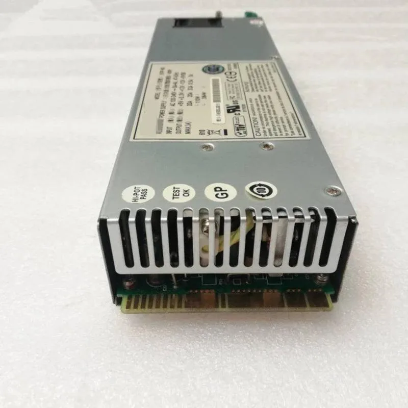 Rectangular ATX power supply unit, matte black finish with fan grille visible