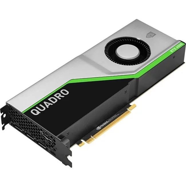 Full-height graphics card with silver-grey metal shroud and single fan