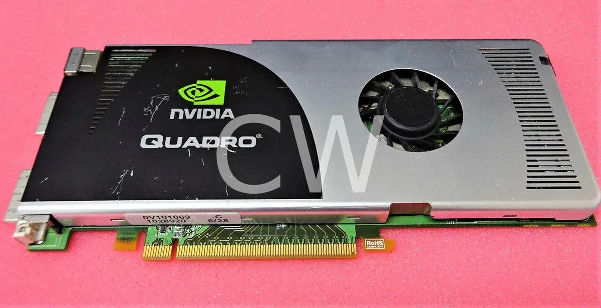 Full-height PCIe graphics card with metal bracket and two dual-link DVI ports