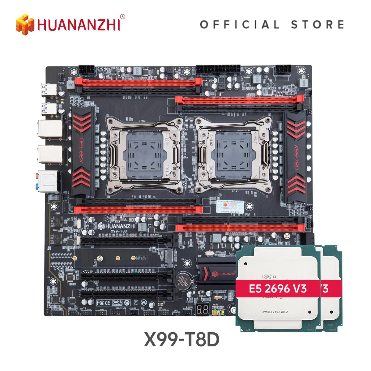 HUANANZHI HUANANZHI X99 T8D Intel motherboard dual Xeon E5 2696 V3 — product photo
