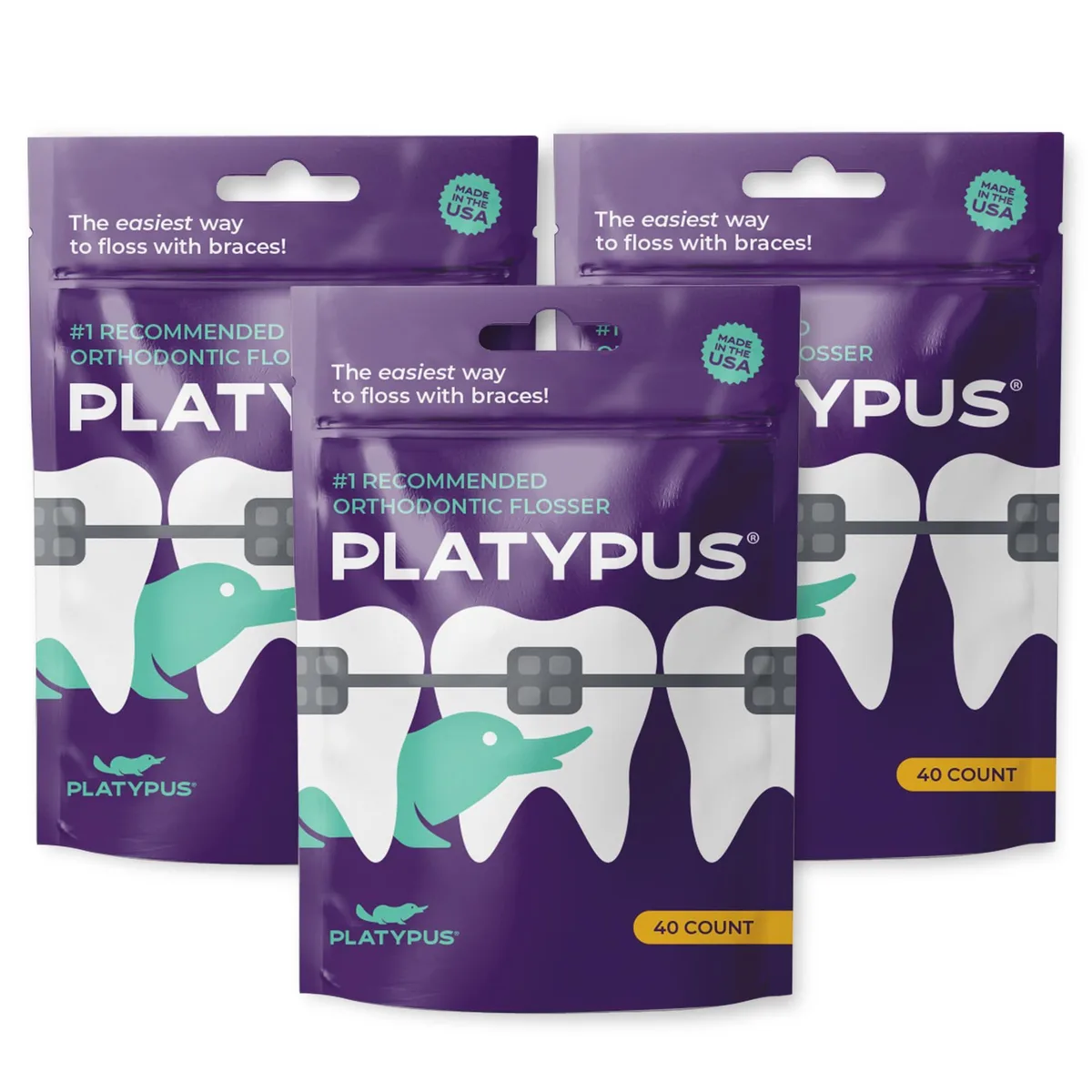  Platypus T-140-1 Orthodontic Flossers 40 Count Pack of 3 Oral Care — 제품 사진