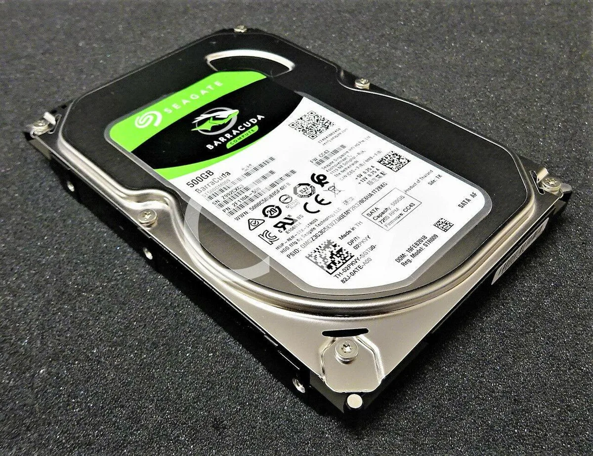 Silver 3.5 inch SATA hard drive with circuit board visible