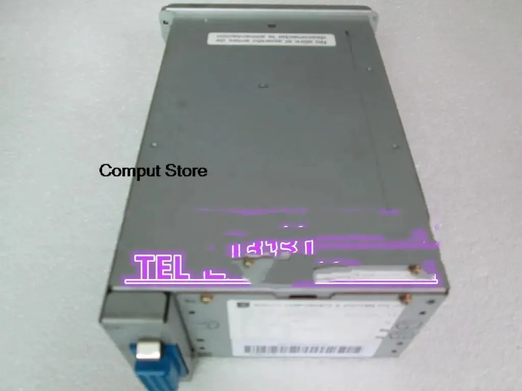 Rectangular ATX power supply unit with metal casing and rear fan grille