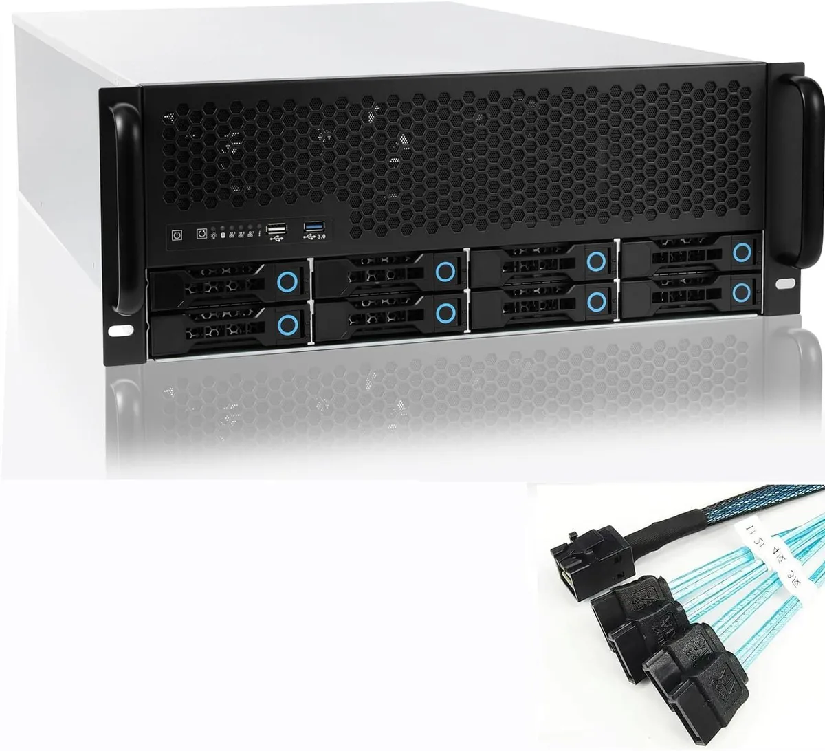 BFKK BFKK 4U Rackmount Server Chassis 8-Bay 12Gbps SATA/SAS SFF-8643 Backplane — produktbilde