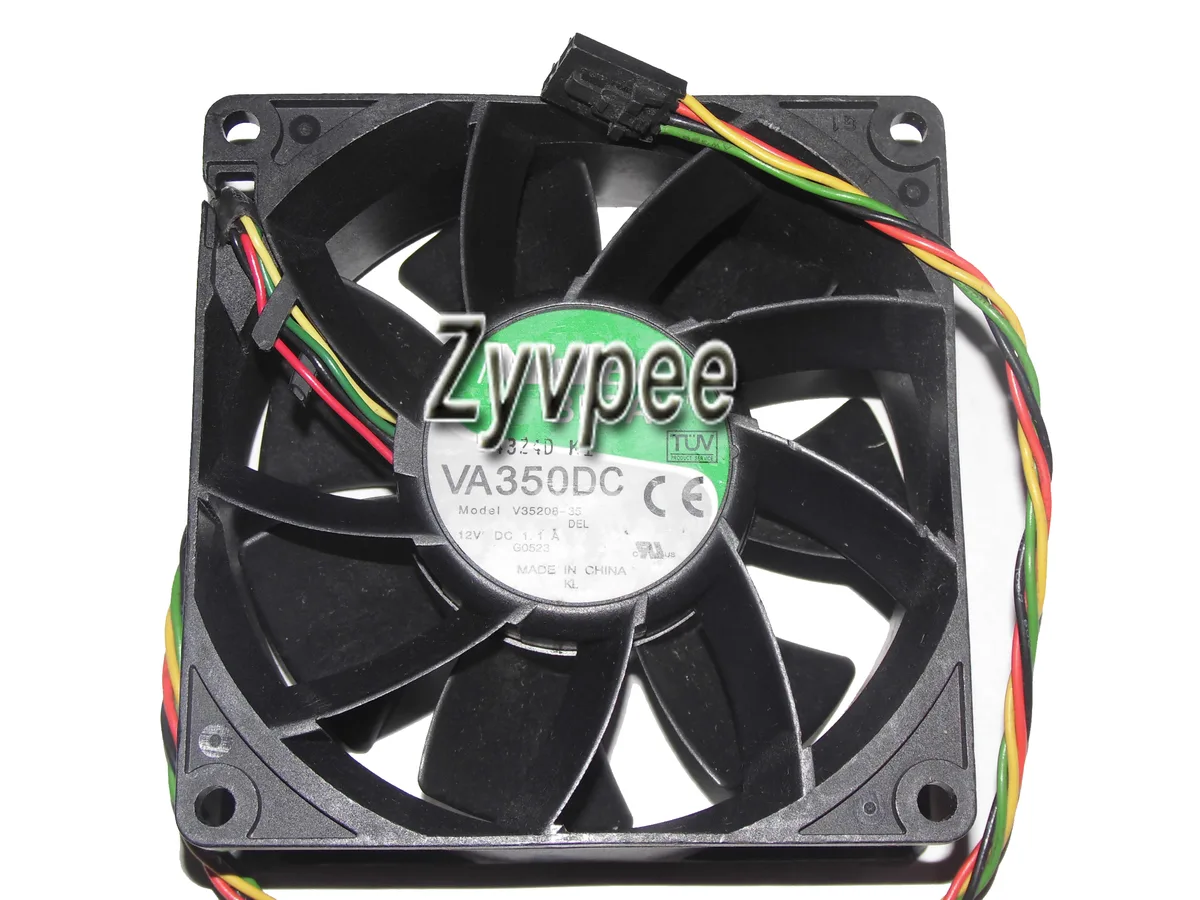 Black 92mm square PWM fan with four wires