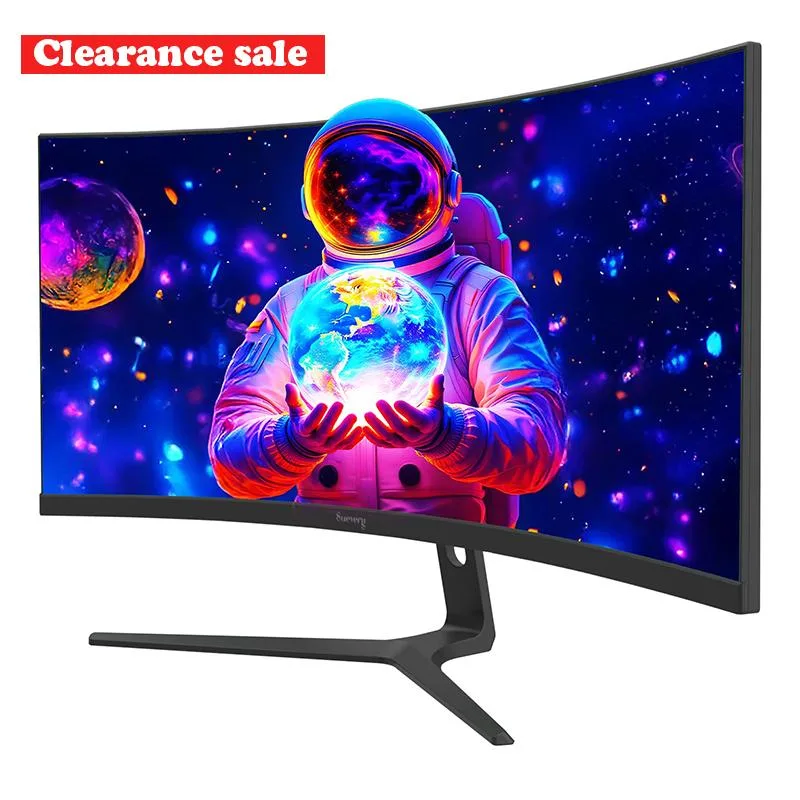 Black 30-inch ultrawide curved gaming monitor with three-sided bezel-less design