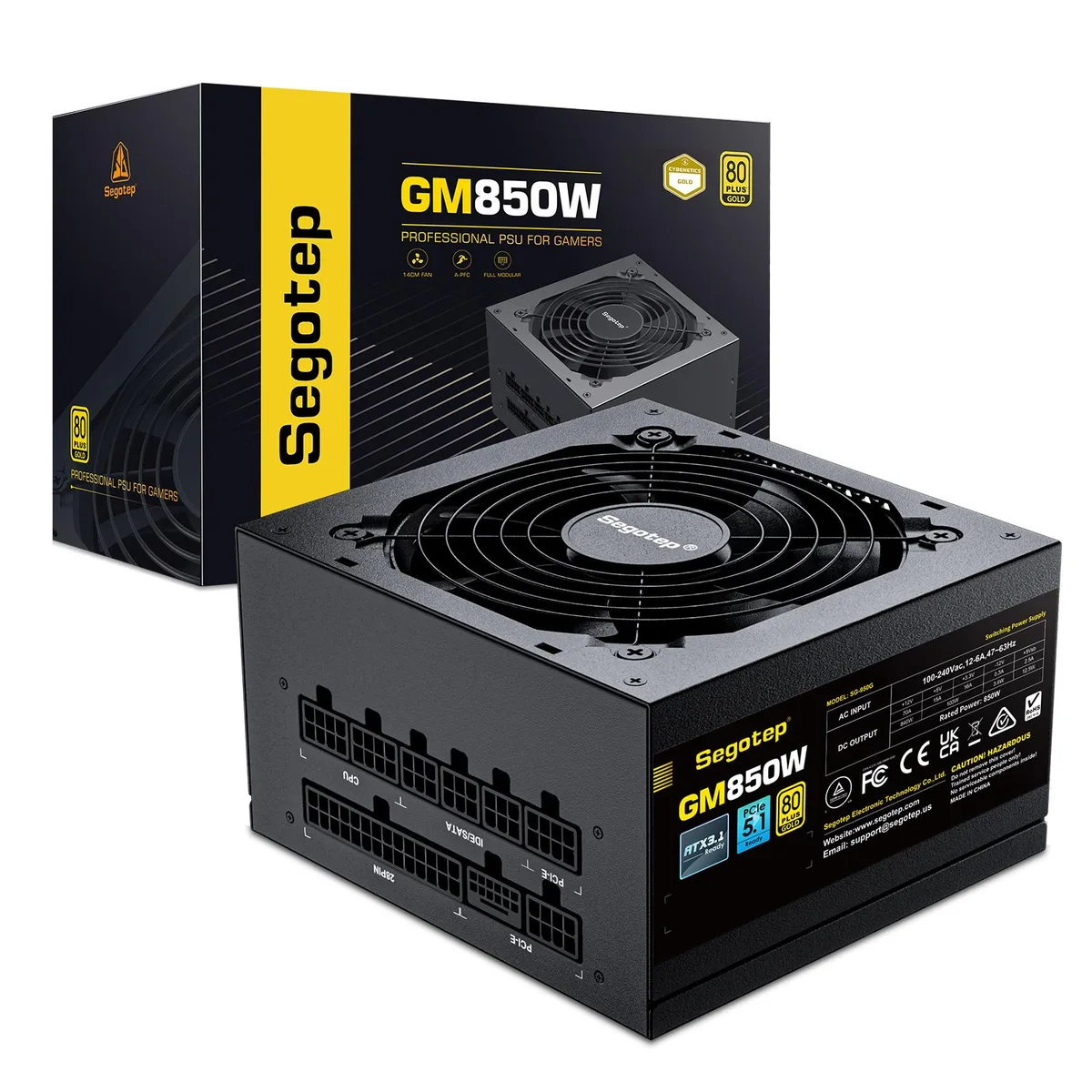 segotep segotep 850W ATX 3.1 PCIe 5.1 80 Plus Gold Full Modular power supply — photo du produit