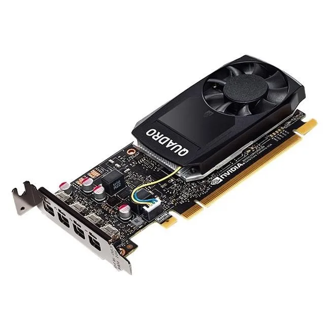 Low-profile single-slot graphics card with fan cooler and four mini DisplayPort outputs