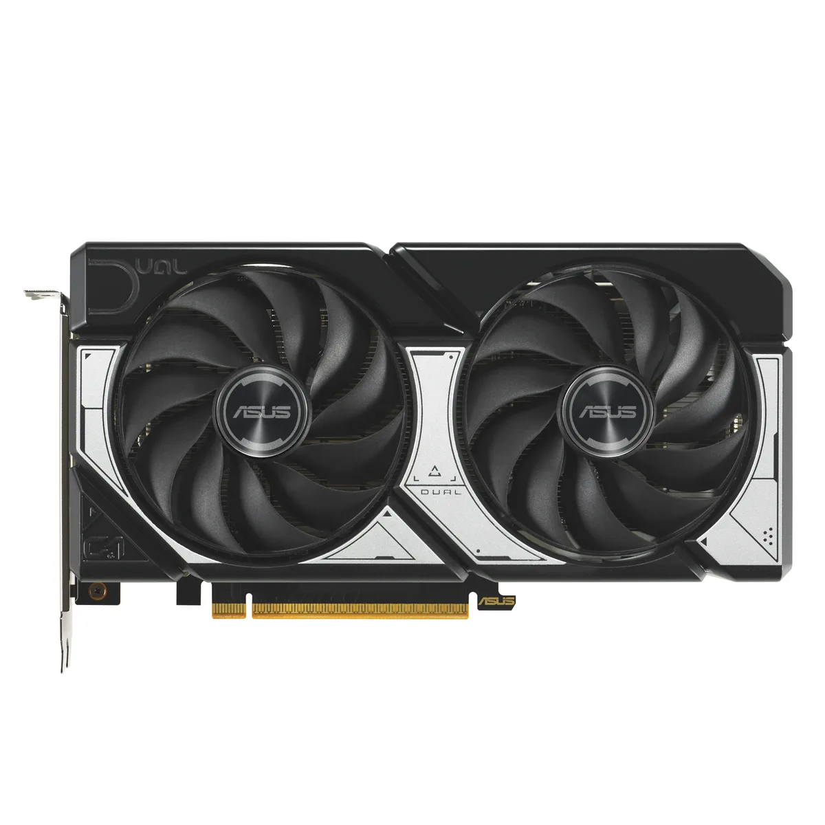 ASUS Dual GeForce RTX 5060 graphics card, dual axial fans, matte black shroud, metal backplate