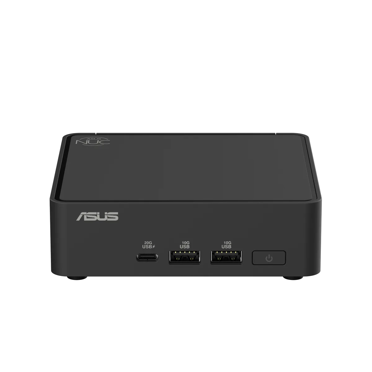 Compact black mini PC with a matte finish and small square footprint