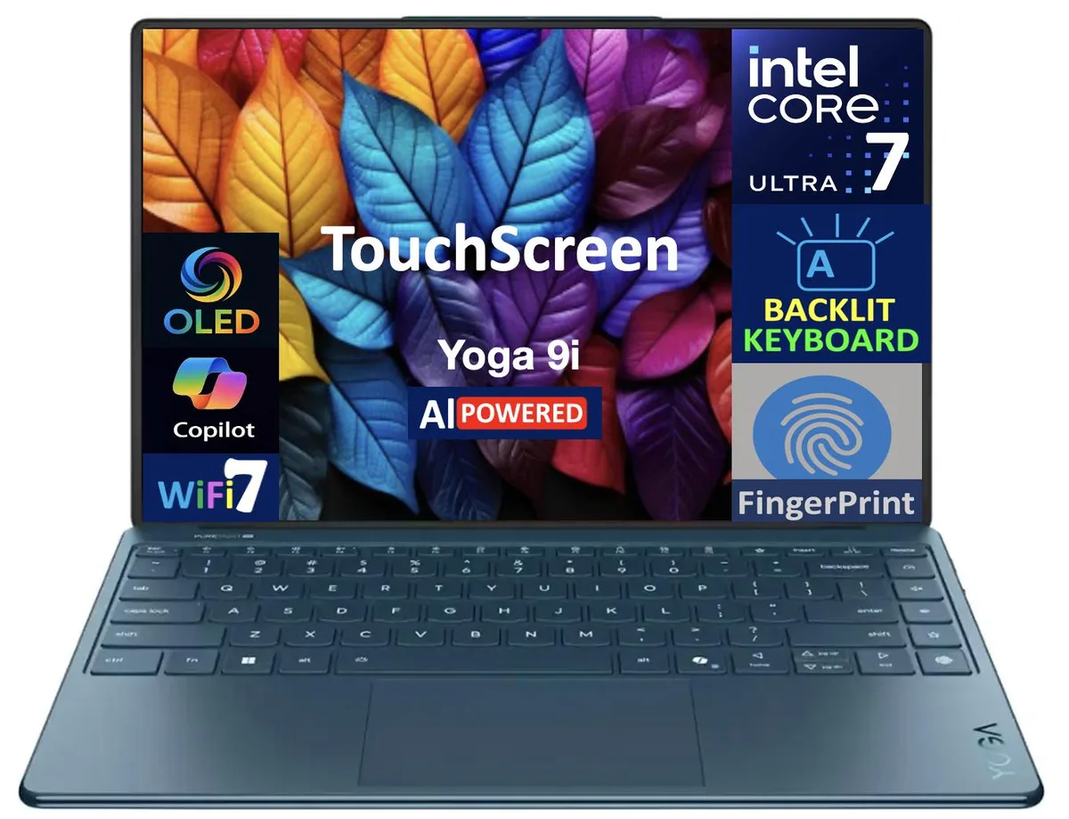 Lenovo Lenovo Yoga 14.0" OLED 4K Touchscreen Tidal Teal Ultra 7-258V 32GB LPDDR5X 2TB Arc 140V — photo du produit