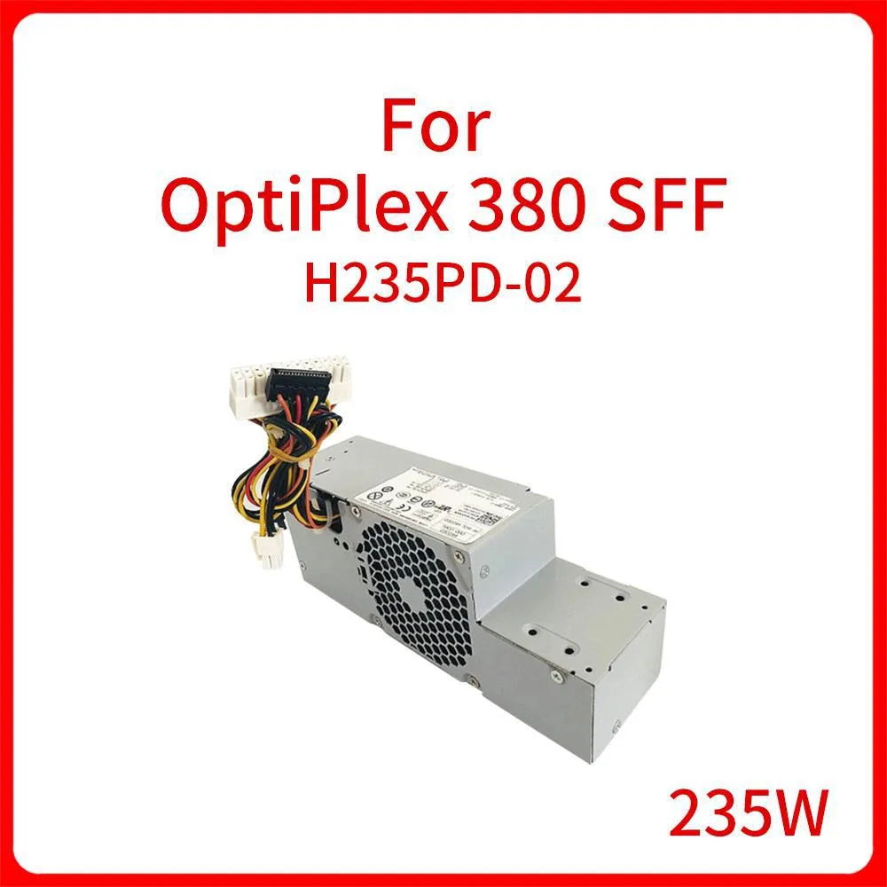 Compact silver metal power supply unit with rear fan grille and cable bundle