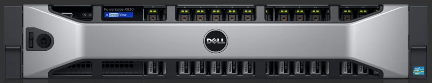 Silver 2U rack server with eight 2.5 inch drive bays and front bezel