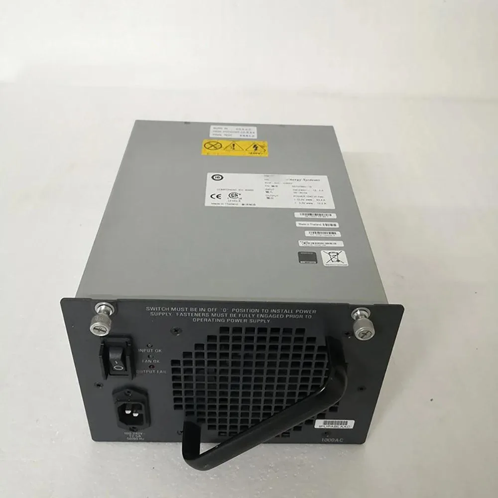 Silver ATX power supply unit with rear fan grille and power socket