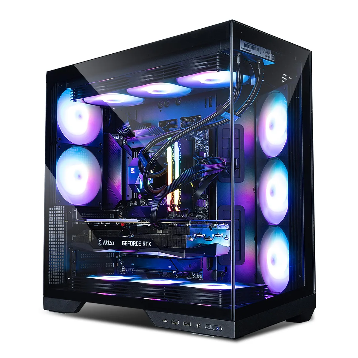Black ATX mid-tower with dual tempered glass side panels and pre-installed ARGB fans